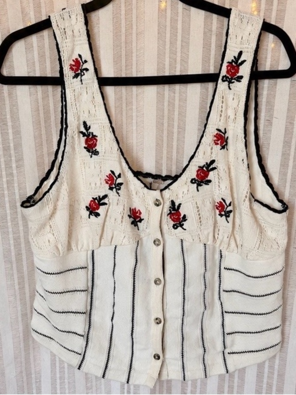 Free People Embroidered Rose Knit Tank - Picture 1 of 10